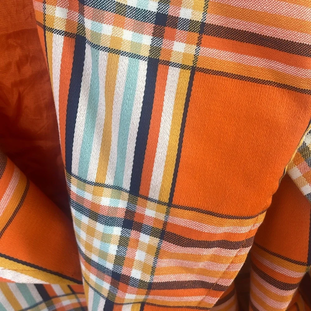 MARSIS California vintage 60’s orange blue plaid blazer jacket oversized collar - Picture 5 of 12